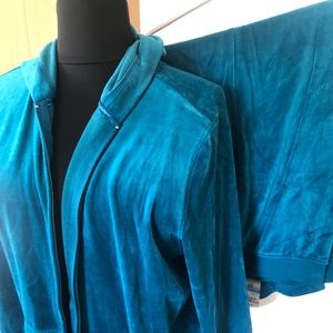 Teal Velour Track Suit, Hoodie and Track Pants NWT